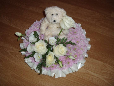 posie with teddy - sympathy arrangement 